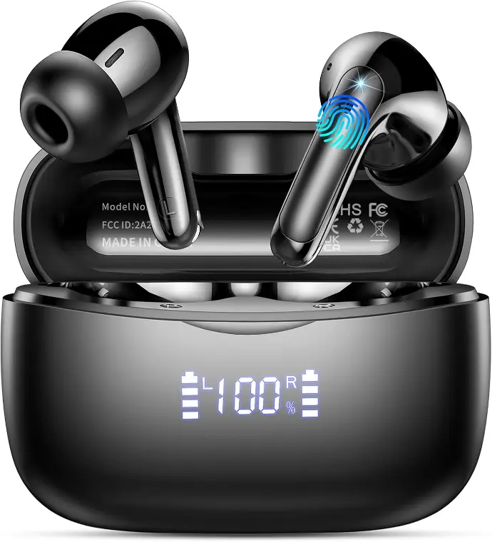 Écouteurs sans fil Bluetooth 5.3 : 56H d'autonomie, réduction de bruit, IPX7 étanche, stéréo profond. Écouteurs sans fil Bluetooth 5.3